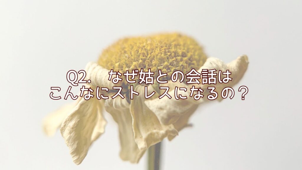 Q2. なぜ姑との会話はこんなにストレスになるの？