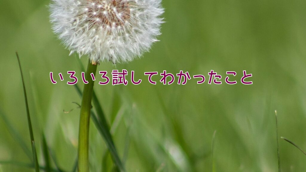 いろいろ試してわかったこと