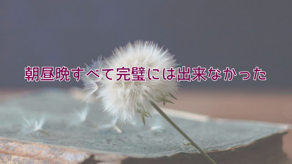 朝昼晩すべて完璧には出来なかった
