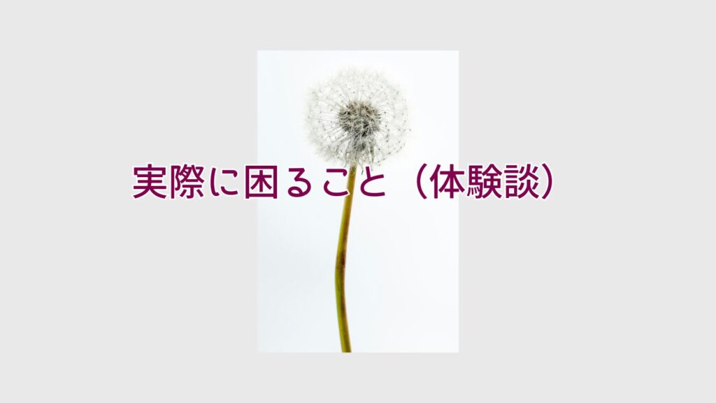 実際に困ること（体験談）