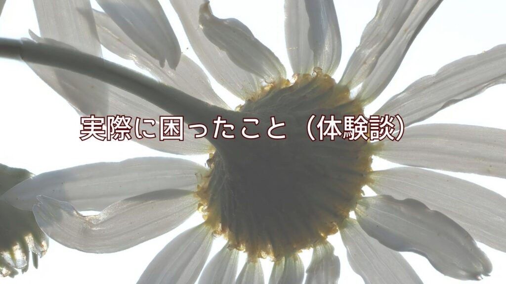 実際に困ったこと（体験談）
