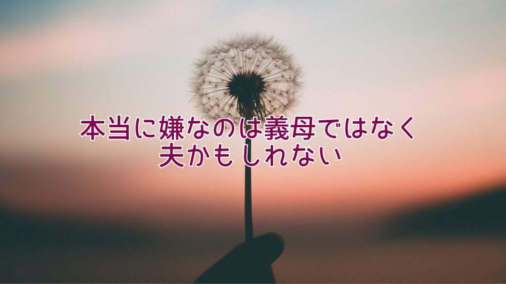 本当に嫌なのは義母ではなく夫かもしれない